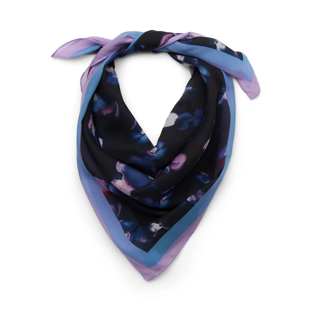 Pioneer Woman Oversized Square Scarf 30"x30"Black Purple Watercolor Floral New